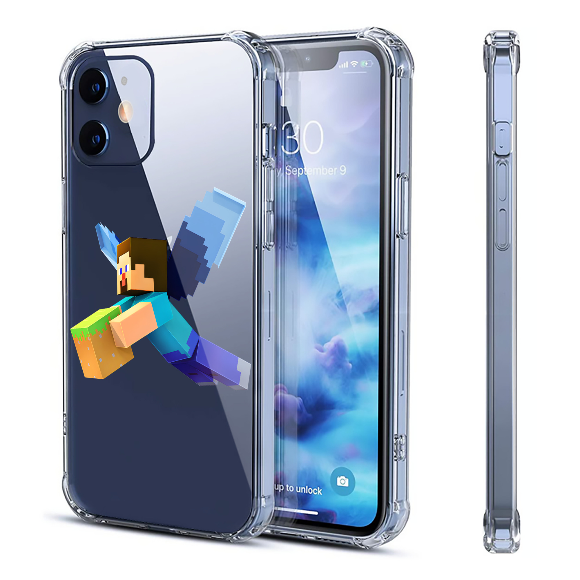 （画像用） マインクラフト ブロックの世界 Minecraft MC Block world 【iPhone 12シリーズ対応】透明スマホケース（クリアソフトケース）